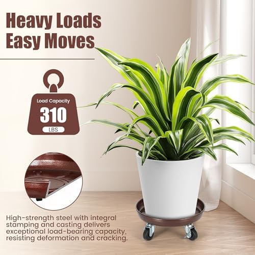 2 Pack 12 Inch Plant Caddy w/Wheels Heavy Duty, 320 lbs Capacity - Image 3