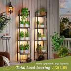 Simple Trending 4-Tier Tall Metal Plant Stand with Grow Light, Heavy Duty Ladder Shelf for Indoor Plants, Flower Planter Display Holder for Bedroom Balcony Patio Decor, Black - Image 3