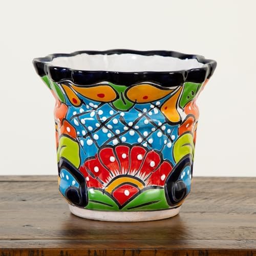 Nearly Natural 7 in x 8 in Hand-Painted Mexican Talavera Ceramic Planter - Image 6
