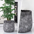 Craft flowerpots 18"+13"+9" Dia Round Concrete Planter Set of 3 Large Outdoor/Indoor Planter Pots Containers with Drainage Holes and Rubber Plug for Home Garden (Dark Gray, Large) - Image 2