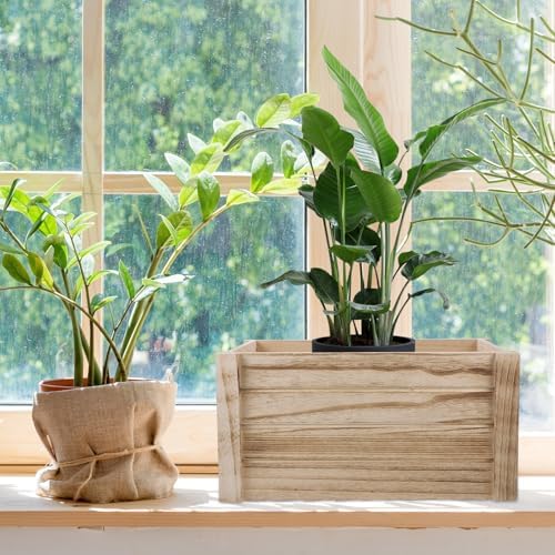 Rectangle Planter Box, Wooden Rustic Vintage Pot for Plants - Image 7