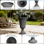 24"Tall Urn Planters for Outdoor Plants, Urns and Pedestal Set of 2 - Image 3