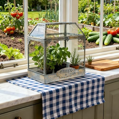 Vintage Large House-Shape Glass Terrarium with Lid, Geometric Greenhouse - Style Planter for Ferns, Succulents, Air Plants, Handmade Indoor Tabletop Decor (Terrarium Only) - Image 5