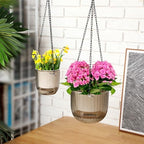 4 Pcs 6.5'' 4.5'' Hanging Self Watering Pot for Indoor Plant, Grey, Clear - Image 4
