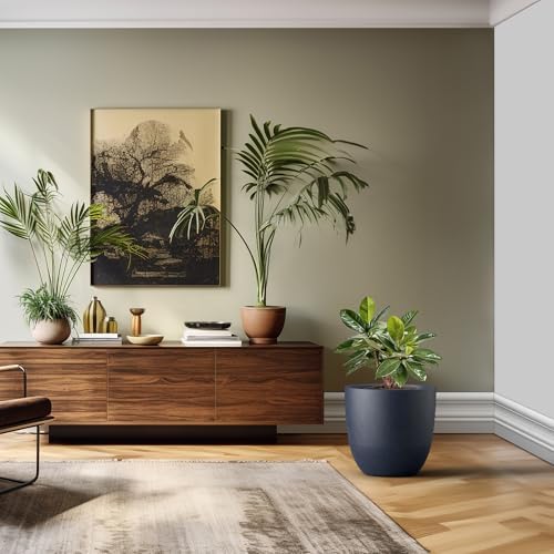 Kante Round Concrete Planter, Large Outdoor Indoor Garden Pots with Drainage Hole, 18-Inch Diameter Flower Pots for Patio, Garden and Home, Charcoal - Image 3