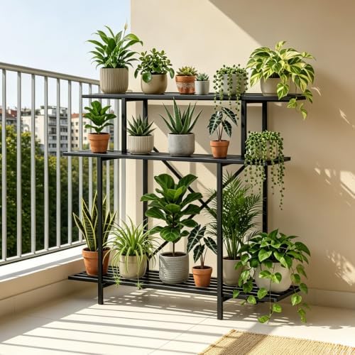 Zhongma 3 Tier Heavy Duty Plant Stand (L45.67 x W17.32 x H39.37) by Zhongma