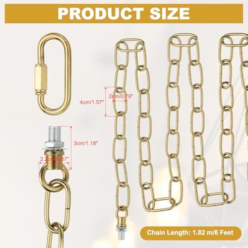 PATIKIL 6 ft Light Fixture Chain 2Set Lighting Chain Metal Looping Link - Image 2