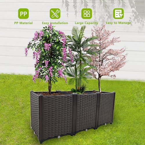 Raised Garden Bed Large Planters for Outdoor Plants Rectangular Elevated Planter Boxes Patio Balcony Deck for Planting Flowers, Vegetables, Tomatoes, and Herbs - Image 5