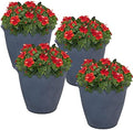 Sunnydaze Anjelica 20'' Large Plastic Planter Pot for Plants, Slate, 4pk by SunnydazeDecor