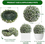 15.7 Inch Artificial Hanging Topiary Balls Set of 2, Faux Flower Balls for Garden Patio Wedding Valentine's Day Decor, Outdoor Indoor Hanging Decorations for Porch Front Door Party, White - Image 7