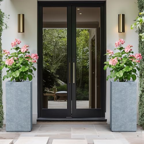 Kante Large Column Square Blue Gray Concrete Planter 27.6" H, Outdoor - Image 6