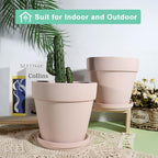 vensovo 8 Inch Pink Clay Pot for with Saucer - Large 2 Pcs Terra Cotta Plant Pot with Drainage Hole, Flower Pot with Tray, Terracotta Pot for Indoor Outdoor - Image 5