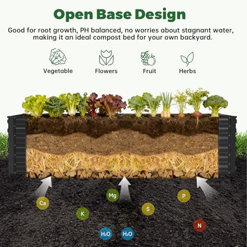 NAVINE 8x4x3ft Outdoor Metal Raised Garden Bed, Metal Planter Box, 2-Pack - Image 6