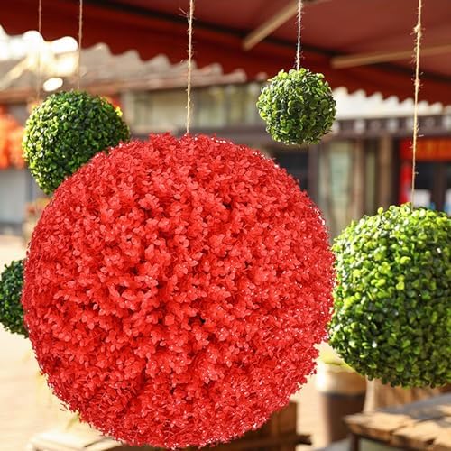 Artificial Plant Topiary Ball 16in, Faux Boxwood Decorative Balls, Decorative Faux Greenery Fake Plants, Garden Spheres Large Outdoor, Artificial Topiary Plant Grass Ball - Image 2