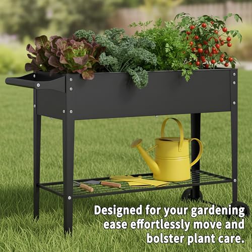 Elevate 32" Tall Raised Garden Bed with Wheel,Planter Box for Backyard,Outdoor Garden, Patio, Balcony, 400lb Capacity,Black - Image 4