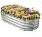 TATAANTY Galvanized Raised Garden Bed for Outdoor: 4X2X1ft Durable Metal Vegetable Plant Container Kit - Oval Planter Box for Gardening Flower Trough by TATAANTY
