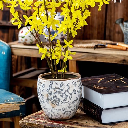 Reto Rustic Ceramic Flower Pots for Garden Plants and Succulents,Distressed Cracked Glazed Planters with Drainage Holes Tuscan Flower Pots for Outdoor,Grays,no Hole - Image 6