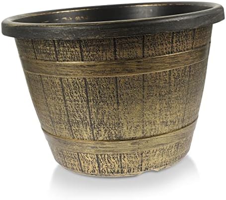 Happyyami Flowerpot Whiskey Barrels Bucket Starting Pot Orchid Plant Pot Half Barrel Flower Pot Flower Pots Outdoor Vintage Pots Plastic Containers Barrel for Garden Wine Barrel Large by Happyyami