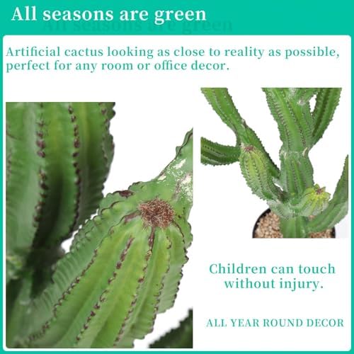 Artificial Cactus 26 INCH Tall Fake Cactus Plants Faux Cacti Saguaro with Planter for Indoor Outdoor Home Office Shop Garden Decoration - Image 3