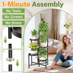 iDavosic.ly Plant Stand with Garden Tools Indoor Outdoor, 5 Tier, Black - Image 4