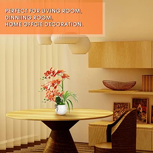 W&W Artificial Orchid Plants and Flowers with Vase, Fake Faux Orchid in Ceramic Pot,19”, Orange - Image 5