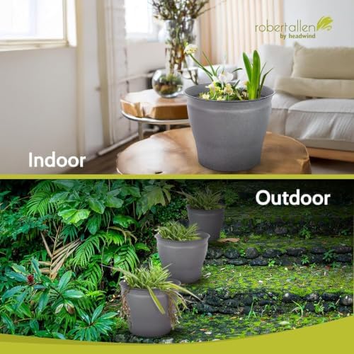 Headwind Natural Ironstone Timberline - 12" Slate Grey Decorative Planter for Outdoor Pots for Plants – Modern Indoor Plant Pots, Large & Small Planters for Indoor Plants by Robert Allen 2-Pack - Image 6