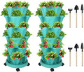 GameXcel Vertical Planter Tower - 6 Tier Stackable Garden Planters with Wheels and Tools Plant Pots for Strawberry Herb Flower and Vegetable Indoor Outdoor Use Teal 2 Pack by GameXcel