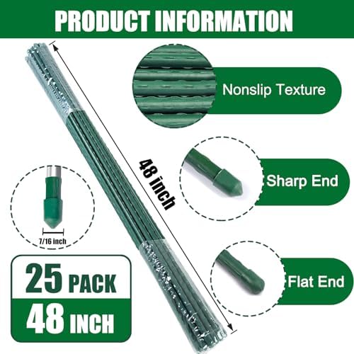 25 Pack 48 Inch Garden Stakes & Tomato Stakes for Climbing Plants - Image 2