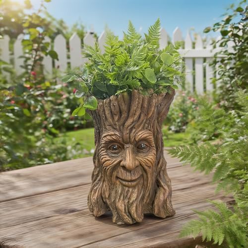 Tree Face Flowerpot with Drainage Hole, Durable Resin Material Garden Flowerpot, Suitable for Indoor and Outdoor Plant Decorative Vases Outdoor Plant Pot - Forest-Inspired Creative Garden Decoration - Image 3