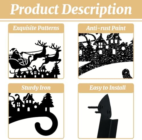 peacoblue Santa Claus, Elk Plant Hanger Bracket, Iron Outdoor Hanging Hook - Image 3