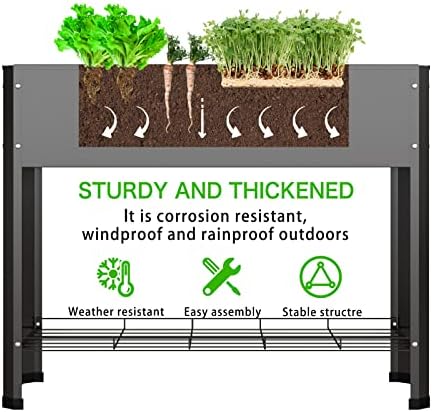 PROXRACER Raised Garden Bed with Detachable Legs Elevated Metal Planter Box for Growing Fresh Herbs Vegetables Flowers Succulents&Other Plants for Outdoor Backyard Patio Deck Balcony Black L - Image 4