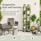 Corner Tall Plant Stand Indoor 8 Tier 10 Potted, Black - Image 5
