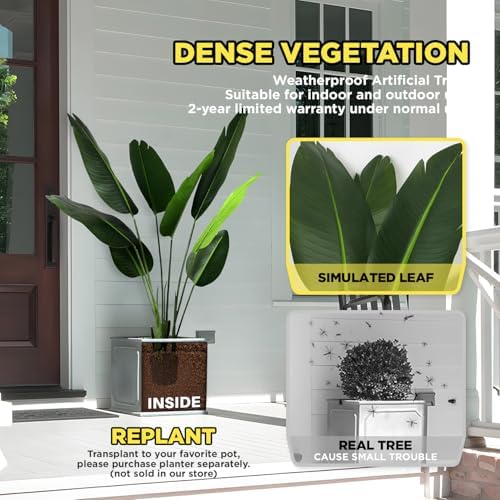 Bird of Paradise 5 FT Artificial Plant (Set of 2) Outdoor Faux Topiary Trees with Planters,5 Feet Fake Floor Plant Potted for Front Porch Home Office Living Room Decorations - Image 3