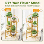 Tall Gold Plant Stand Indoor Outdoor, Corner Metal Flower Pot Stands for Multiple Plants, 5 Tiered Heavy Duty Plant Shelf for Patio Garden Balcony Living Room Bedroom - GoldDisk - Image 4
