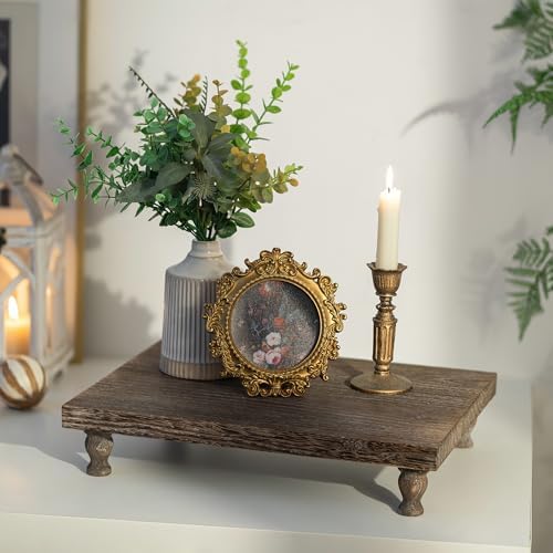 Hanobe Wooden Display Risers for Decor, Rustic White Pedestal Display Stand - Image 6