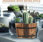 DOITOOL 2pcs Wooden Barrel Planter Pot for Vegetables and Indoor Plants - Image 3