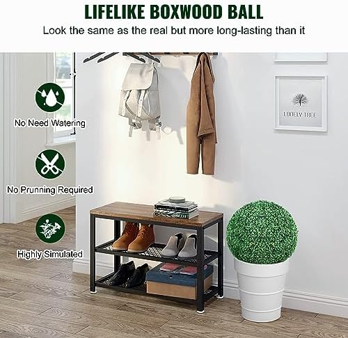 VEVOR 2 Pcs 16” Artificial Plant Topiary Ball, 4 Layers Faux Boxwood Balls, All-Year Green Faux Plant Decorative Balls for Backyard, Balcony,Garden, Wedding and Home Décor - Image 3