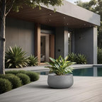 Kante Modern Home Minimalist 16" Dia Pale Gray Concrete Bowl Planter - Image 3