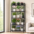 5-Tier Metal Plant Stand - Heavy Duty Indoor Outdoor Flower Shelf for Multiple Pots, 65" Tall Vertical Holder with Adjustable Leveling Feet & Wall-Fixing Kits, Black by Yutrchey