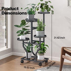 Plant Stand with Wheels, Black 5 Tier Metal Plant Shelf for Indoor Outdoor - Image 3