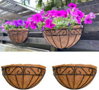 LaLaGreen Fence Wall Planter (14 in, 2 Pack) Black Coco Liner Baskets by L%C3%A1L%C3%A1Green