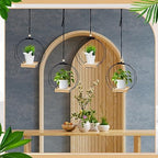 Geelin 4 Pcs Hanging Plant Holder with Wood Base Window Planter Boho, Khaki - Image 4