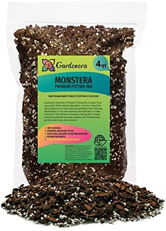 Gardenera Premium Monstera Potting Soil - Quick Drain Potting Soil for Growing and Repotting Monstera Deliciosa/Swiss Cheese Plant - 4 Quart Bag by Gardenera