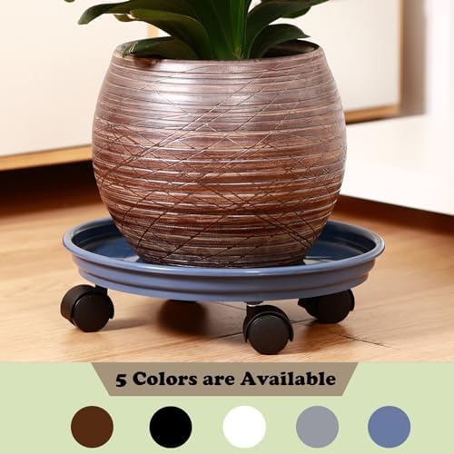 4 Packs Plastic Plant Caddy with Wheels 11.8" Plastic Rolling Plant Stands Heavy-duty Plant Dolly with Casters Indoor and Outdoor Plant Roller Base Wheels, Blue - Image 5