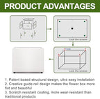 Planter Box Rectangular Block - 16×12×12IN Galvanized Steel Metal Long Box Planter Easy Installation Modern Outdoor Tall Planters All-Weather Use with Drainage Holes for Patio/Porch(White) - Image 4