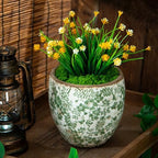 Vintage Green Ceramic Ice Crack Flower Pot with Drainage Hole, Country Rustic Planters for Indoor and Outdoor, Tuscan Decor,Home, Garden Decor, Gardening Gift,GreenM,with Hole - Image 3