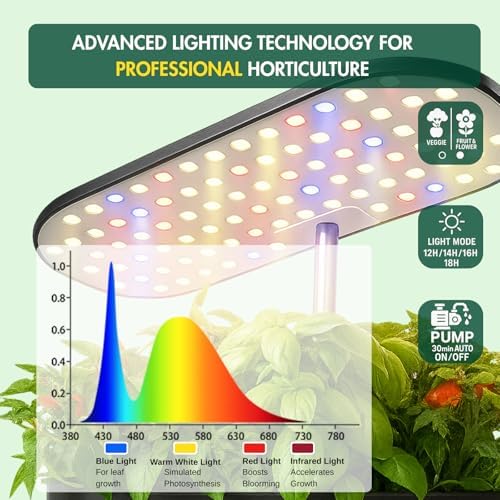 Hydroponics Growing System Kit, Indoor Herb Garden, 14 Pods Upgraded LCD Display, LED Grow Light Quiet Smart Water Pump Automatic Timer, Hydroponic Planter for Home Kitchen Office (Black) - Image 5