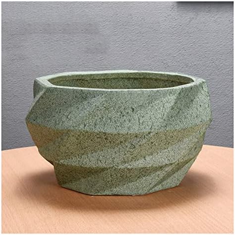 Planter Pots Geometry Ceramic Outdoor Indoor Garden Planters Plant Containers with Drain Hole Flower Modern Decorative Gardening Pot (Color : Pink) (Light Groen B) by Unknown