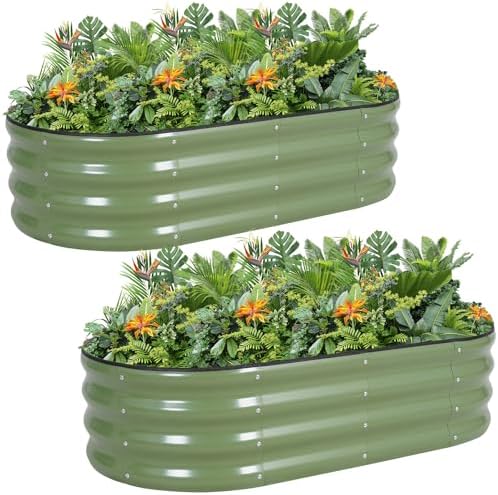 G GOOD GAIN 2Pcs Raised Garden Beds Galvanized, Planter Boxes Kit, Oliver by GGOODGAIN