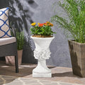 Merax 19.5 Inches Tall MGO Garden Urn Planter, Lightweight Concrete Urn for Flowers, Herbs & Succulents, Indoor & Outdoor Decorative Pot, Antique White by Merax